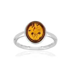 Bague argent 925 ambre ovale
