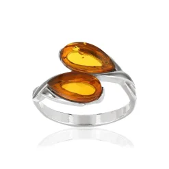 Bague argent 925 ambre taille poire