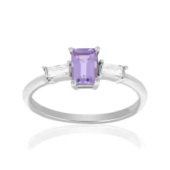 Bague argent 925 améthyste et topazes blanches