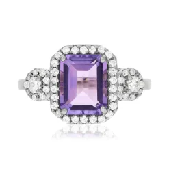 Bague argent 925 améthyste et zirconias