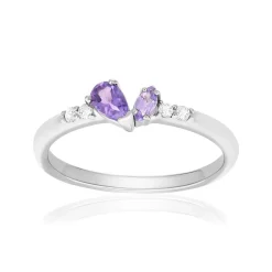 Bague argent 925 améthystes et topazes blanches