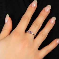 Bague argent 925 améthystes et topazes blanches