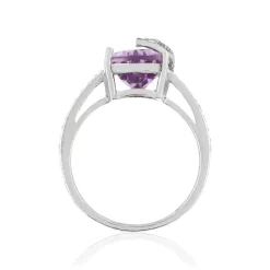 Bague argent 925 améthyste taille poire et zirconias