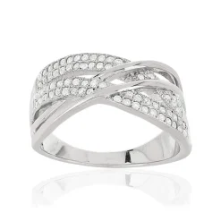 Bague argent 925 anneaux entrelacés zirconias