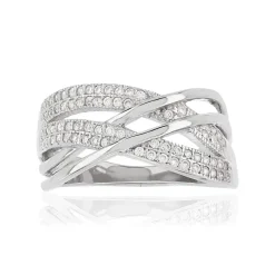 Bague argent 925 anneaux entrelacés zirconias