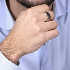 Bague argent 925 écailles et maille