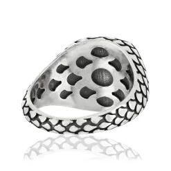 Bague argent 925 écailles lapis lazuli carré