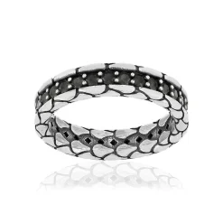 Bague argent 925 écailles spinelles noires