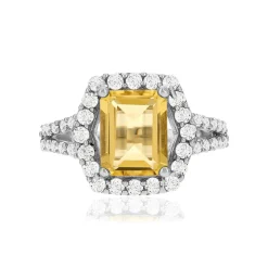 Bague argent 925 citrine et zirconias