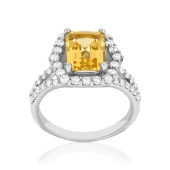 Bague argent 925 citrine et zirconias