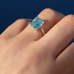 Bague argent 925 cristal bleu