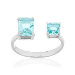 Bague argent 925 cristal bleu