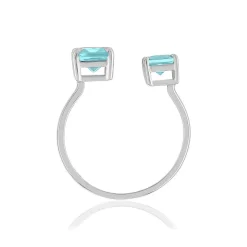 Bague argent 925 cristal bleu