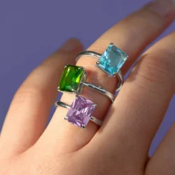 Bague argent 925 cristal vert