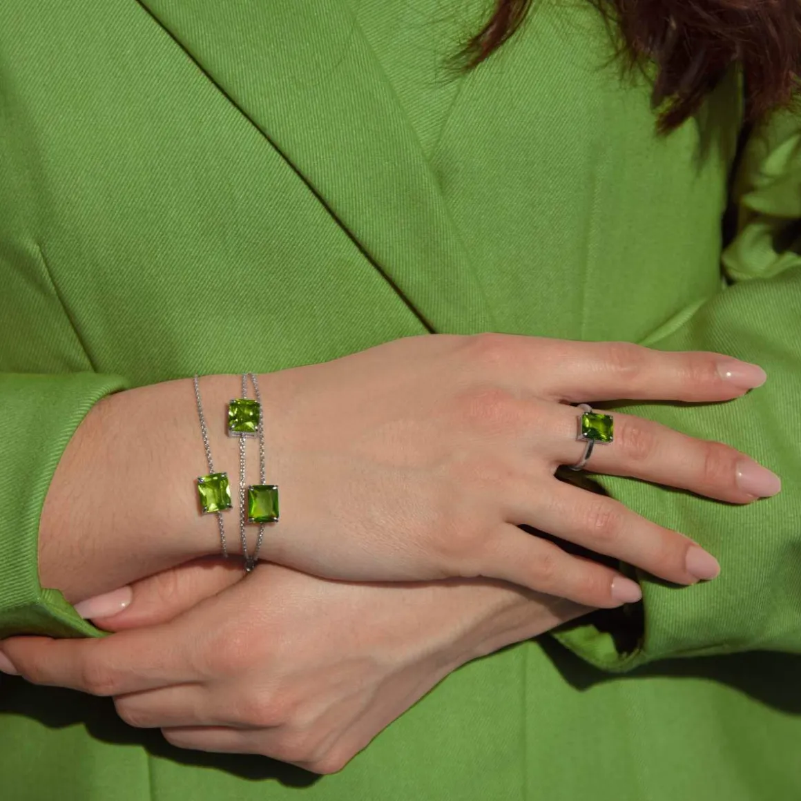 Bague argent 925 cristal vert