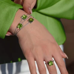 Bague argent 925 cristal vert