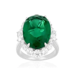 Bague argent 925 cristal vert et zirconias