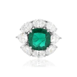 Bague argent 925 cristal vert et zirconias
