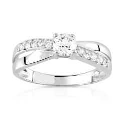 Bague argent 925 croisée zirconias