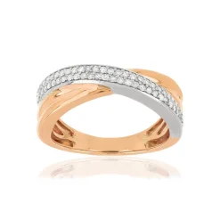 Bague argent 925 doré rose zirconias