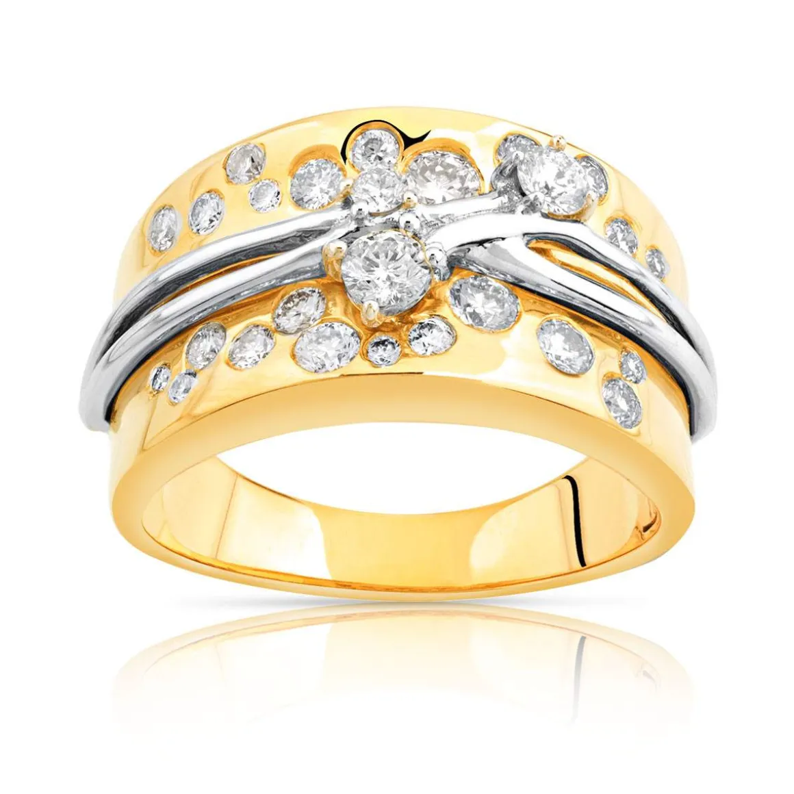 Bague argent 925 doré zirconias