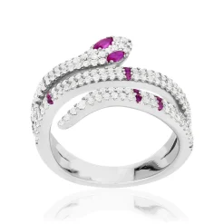 Bague argent 925 et pierres synthétiques motif serpent
