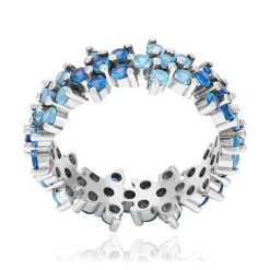 Bague argent 925 et pierres synthétiques bleues