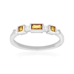 Bague argent 925 et zirconias jaunes blancs