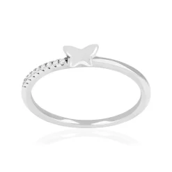 Bague argent 925 et zirconias motif papillon