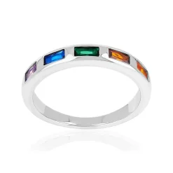 Bague argent 925 et zirconias multicolores