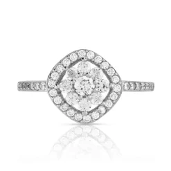 Bague argent 925 fleurs zirconias
