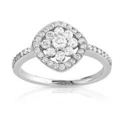 Bague argent 925 fleurs zirconias