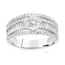 Bague argent 925 fleur zirconias