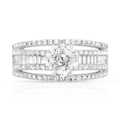 Bague argent 925 fleur zirconias