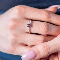 Bague argent 925 grenat et quartz rose