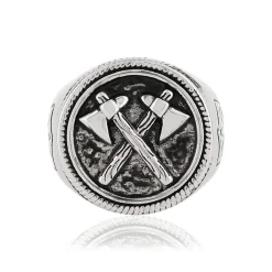Bague argent 925 hâches et écussons