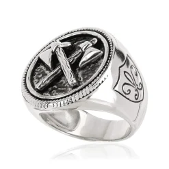 Bague argent 925 hâches et écussons