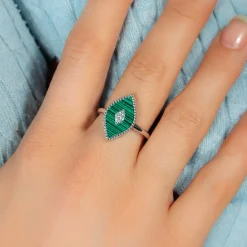 Bague argent 925 malachites