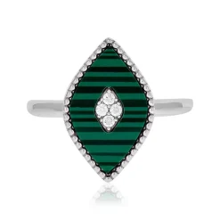 Bague argent 925 malachites