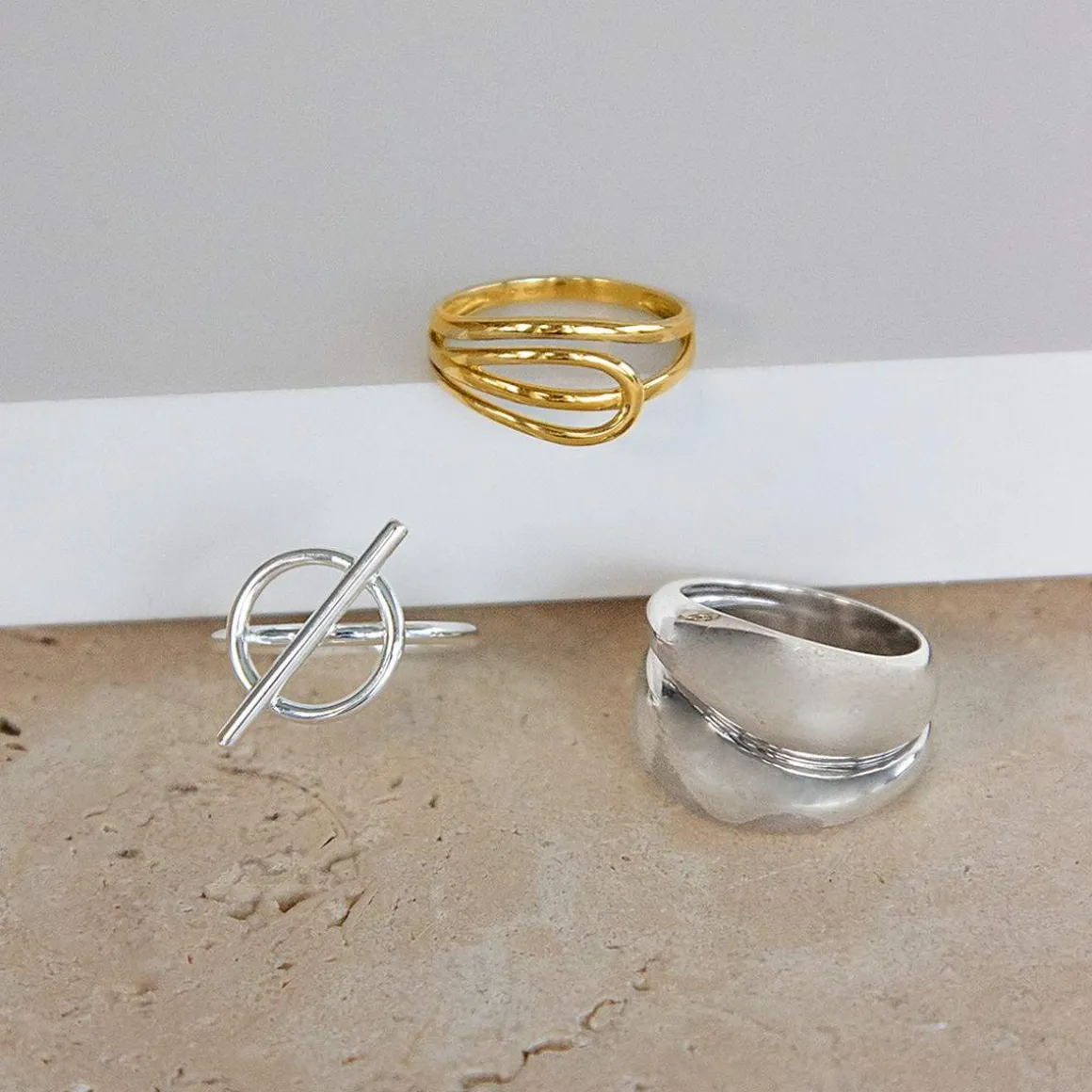 Bague argent 925 motif anneau et barrette