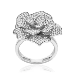 Bague argent 925 motif fleur et zirconias