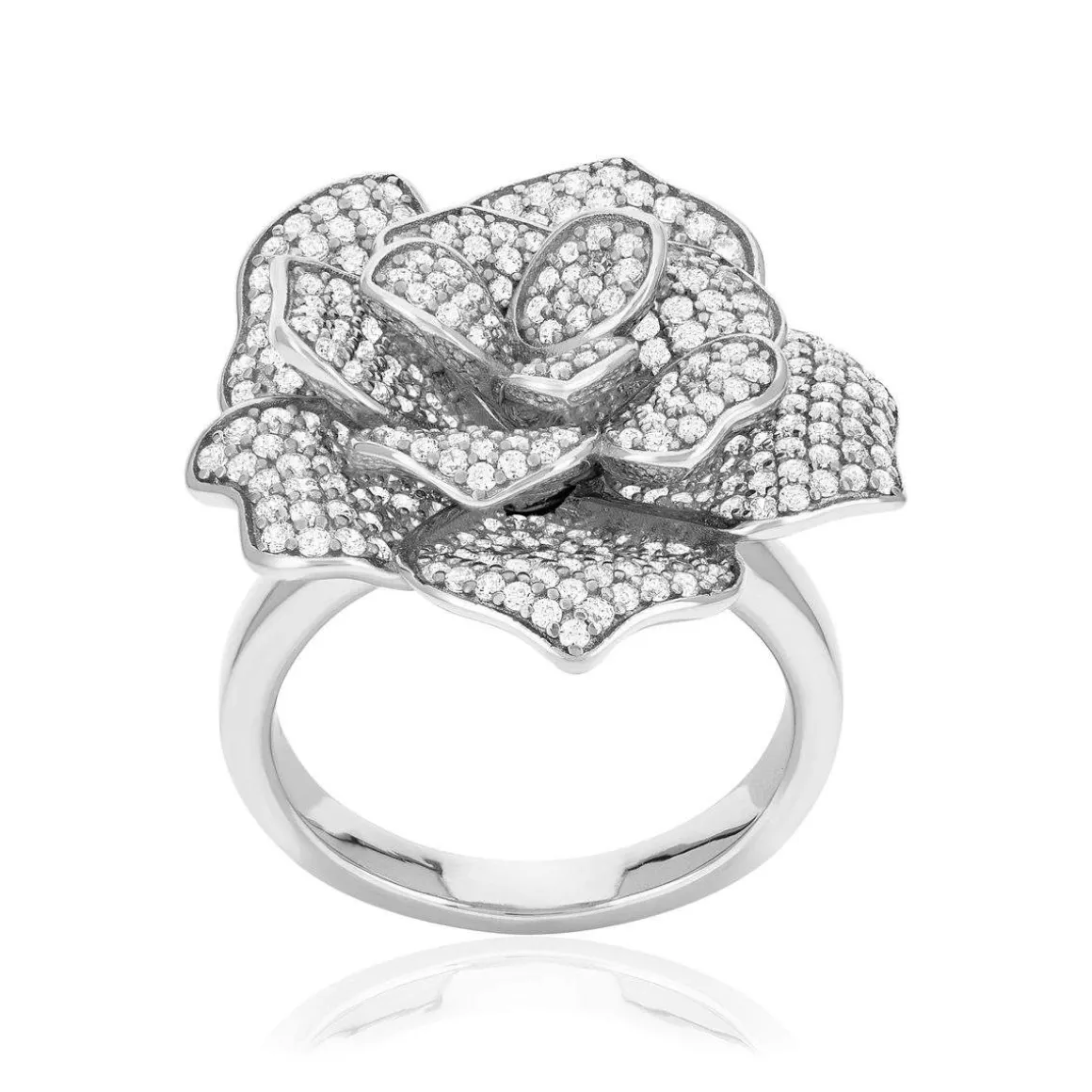 Bague argent 925 motif fleur et zirconias