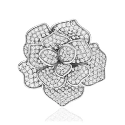 Bague argent 925 motif fleur et zirconias
