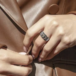 Bague argent 925, motif maille gourmette