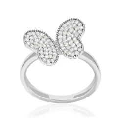 Bague argent 925 motif papillon et zirconias