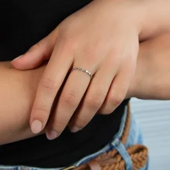 Bague argent 925 motif rond et losange martelé