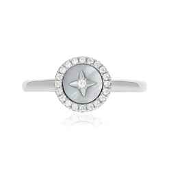 Bague argent 925 nacre et zirconias