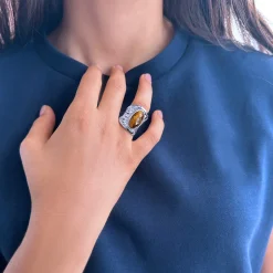 Bague argent 925 oeil de tigre