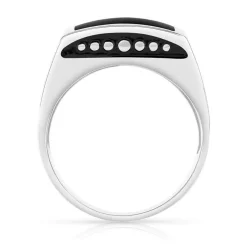 Bague argent 925 onyx imitation carrée