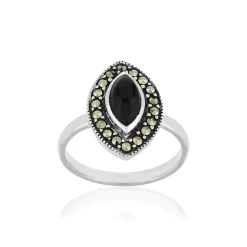 Bague argent 925 onyx marcassites